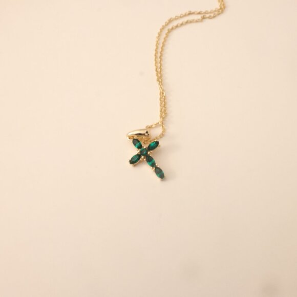Emerald Cross Necklace - Picture 4 of 9
